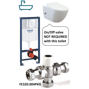 Creavit Free Wall Hung Pan Combined Bidet Toilet with Built-in On/Off Valve Package