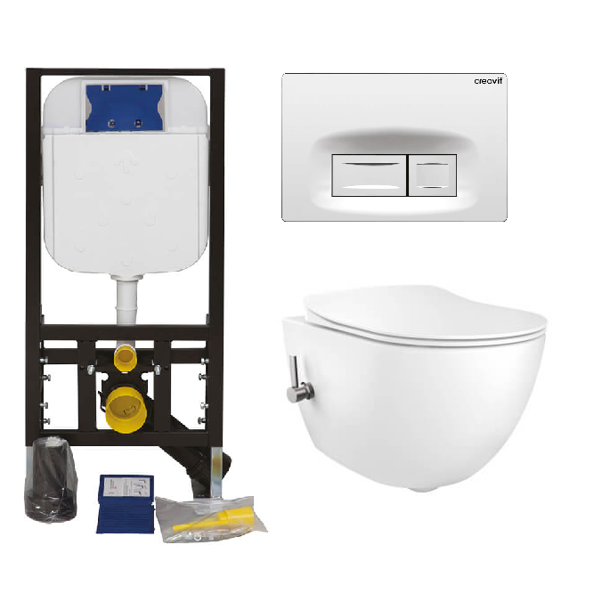 Creavit FE322 Rimless Wall Hung Combined Bidet Package with Control